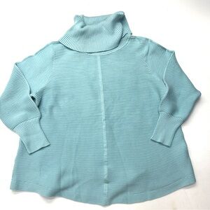 Cyrus Women's Cowl Neck Ribbed Knit Sweater Robin’s Egg Blue